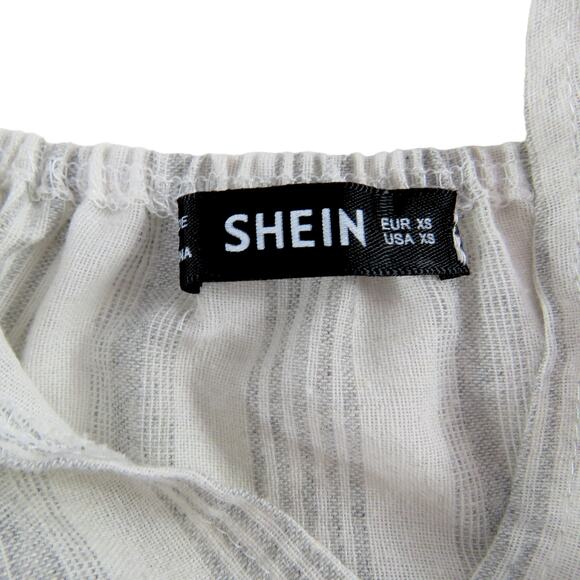 SHEIN Gray Striped V-Neck Tie Tank Top XS - Picture 4 of 5